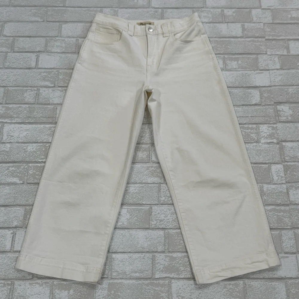 Madewell The Petite Perfect Vintage Wide-Leg Crop Jean in Tile White - Sz - 28P - Picture 1 of 14